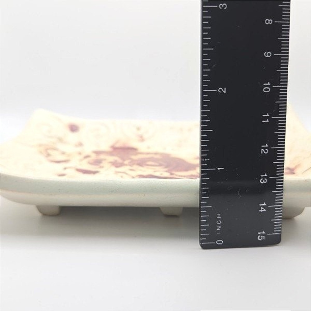 Handmade Ceramic Rectangular Dish‎ Swirl Embossed Textured Rustic Kitchen Decor - Picture 4 of 7